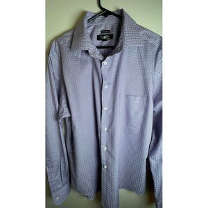 Pronto Uoma Trade Mark‎ Men's XL Purple and White Check Non Iron Button Up Shirt